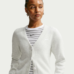 Nike Women's Sportswear Chill Knit Slim Cardigan, Small, Birch Heather