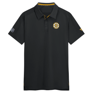 NHL Men's Boston Bruins Black Rink Polo, Small