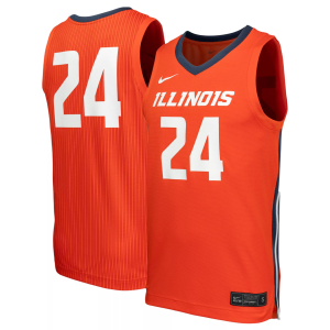 Nike Men's Illinois Fighting Illini Orange Replica Basketball Jersey, Large