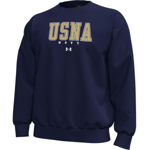 Under Armour Men's Navy Midshipmen Icon Fleece Crewneck Sweatshirt, XL, Blue