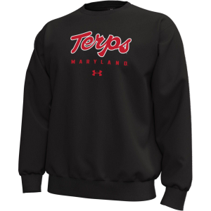 Under Armour Men's Maryland Terrapins Icon Fleece Crewneck Sweatshirt, Large, Black