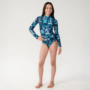 Rip Curl Girls' Costa Del Sol Long-Sleeve Surfsuit, Size 14, Nautical Blue