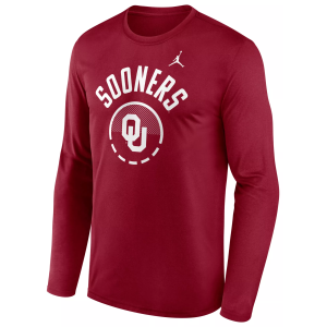Jordan Men's Oklahoma Sooners Dri-FIT Shooting Long Sleeve Shirt, Small, Red