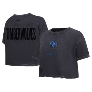 Pro Standard Women's Minnesota Timberwolves Washed Boxy T-Shirt, Medium, Black