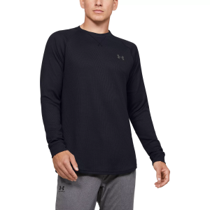 Under Armour Men's Waffle Crew Long Sleeve, Small, Black/Black/Graphite