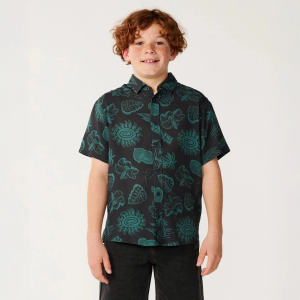 Rip Curl Boys' Surf Shack Short-Sleeve Shirt, Size 10, Washed Black