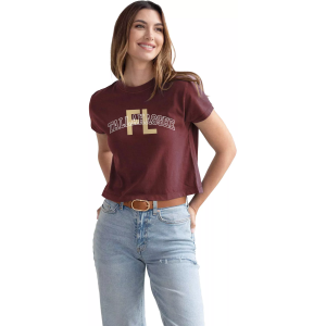chicka-d Women's Tallahassee Dark Maroon Montauk T-Shirt, XL, Red