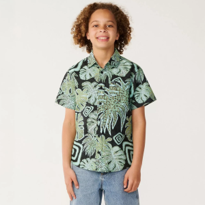 Rip Curl Boys' Barrel Killa Short-Sleeve Shirt, Size 10, Washed Black