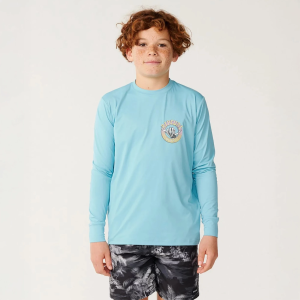 Rip Curl Boys' Desto Shred Shaka UPF Long-Sleeve Graphic Shirt, Size 8, Wave Pool Hawaii