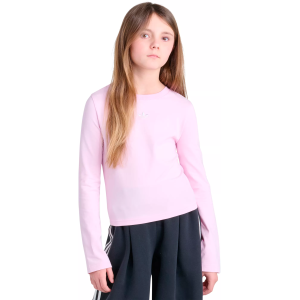 adidas Girls' Originals Long-Sleeve Logo Tee, XS, Orchid Fusion