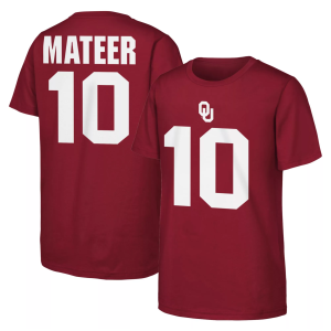 Gen2 Youth Oklahoma Sooners John Mateer T-Shirt, Small, Red