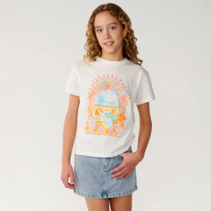 Rip Curl Girls' Costa Del Sol Band Graphic Tee, Size 12, Bone
