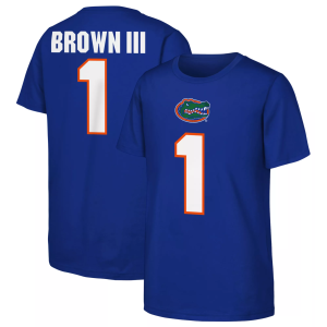 NCAA Youth Florida Gators Royal Vernell Brown III #1 T-Shirt, XL, Blue