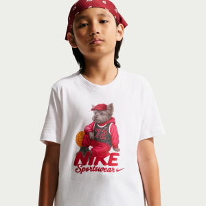 Nike Kids' Warm Up Pup Graphic Tee, XL, White