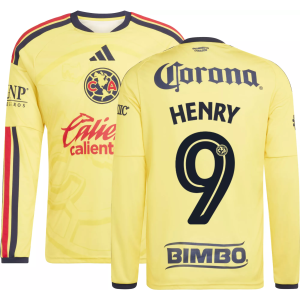adidas Adult Club America Henry Martin 2026 Home Long Sleeve Replica Jersey, Men's, XL, Yellow