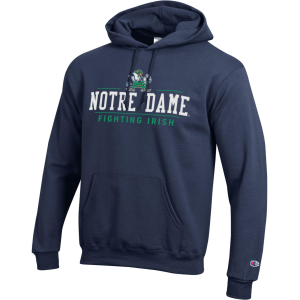 Champion Adult Notre Dame Fighting Irish Eco Powerblend Blue Hoodie, Men's, Large