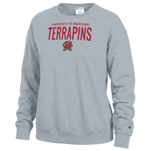 Champion Women's Maryland Terrapins Powerblend Fleece Crewneck Sweatshirt, Medium, Gray