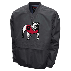 Franchise Club Men's Georgia Bulldogs Grey Big Logo Windshell Pullover, Medium, Gray