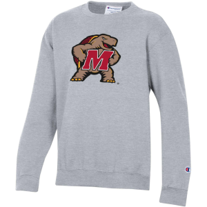 Champion Youth Maryland Terrapins Powerblend Fleece Grey Crewneck Sweatshirt, XL, Gray