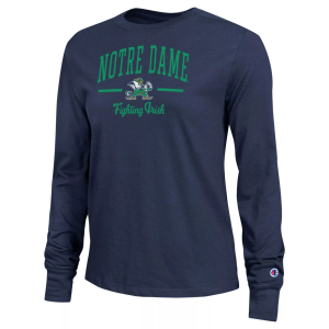 Champion Women's Notre Dame Fighting Irish Core Long Sleeve Shirt, Small, Blue