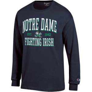 Champion Adult Notre Dame Fighting Irish Jersey Blue Long Sleeve Shirt, Men's, Large