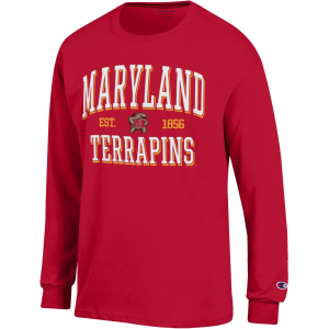 Champion Adult Maryland Terrapins Jersey Long Sleeve Shirt, Men's, XXL, Red