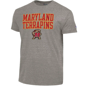 Champion Men's Maryland Terrapins Ultimate Triblend Grey T-Shirt, Large, Gray