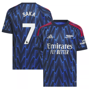 adidas Youth 2025 Arsenal Bukayo Saka #7 Navy Away Replica Jersey, Medium, Blue