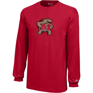 Champion Youth Maryland Terrapins Jersey Red Long Sleeve Shirt, Medium