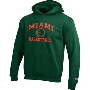 Champion Youth Miami Hurricanes Eco Powerblend Basketball Hoodie, Large, Blue