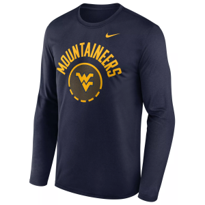 Nike Men's West Virginia Mountaineers Dri-FIT Shooting Long Sleeve Shirt, Small, Blue