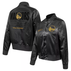 Pro Standard Women's Golden State Warriors Eclipse Satin Jacket, Large, Black