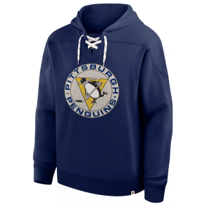 NHL Men's Pittsburgh Penguins Vintage Lacer Hoodie, Small, Blue