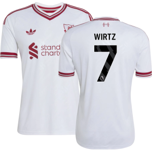 adidas Adult Liverpool Florian Wirtz 2026 Away Replica Jersey, Men's, Medium, White