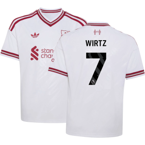 adidas Youth Liverpool Florian Wirtz 2026 Away Replica Jersey, XL, White