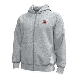 Under Armour Men's Utah Utes Grey Icon Fleece Full-Zip Hoodie, Small, Gray
