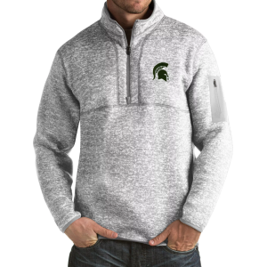 Antigua Men's Michigan State Spartans Grey Fortune Pullover Jacket, Small, Team
