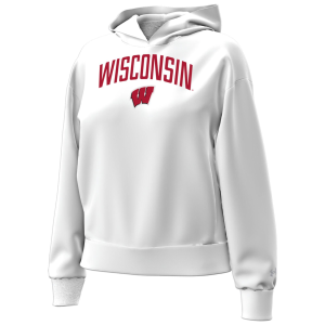 Under Armour Women's Wisconsin Badgers White Essential Fleece Hoodie, Medium