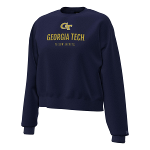 Under Armour Women's Georgia Tech Yellow Jackets Blue Essential Fleece Crewneck Sweatshirt, Large, Red