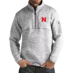 Antigua Men's Nebraska Cornhuskers Grey Fortune Pullover Jacket, Small, Multi