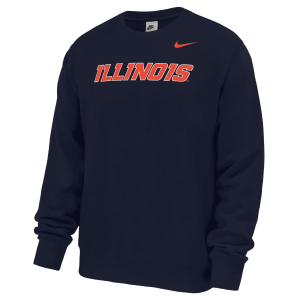 Nike Men's Illinois Fighting Illini Wordmark Colorblock Crewneck Sweatshirt, XL, Blue