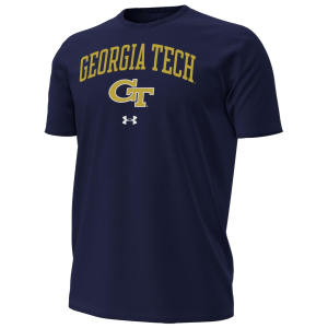 Under Armour Men's Georgia Tech Yellow Jackets Performance Cotton Blue T-Shirt, Small