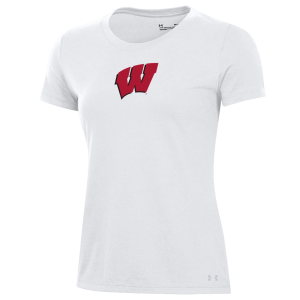 Under Armour Women's Wisconsin Badgers Performance Cotton White T-Shirt, Small