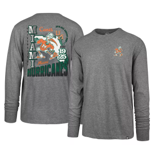 '47 Men's Miami Hurricanes Slate Grey Signing Day Long Sleeve Shirt, Medium, Gray