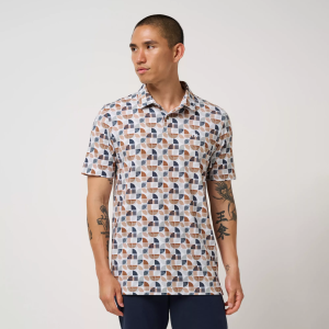 TravisMathew X Liberty London Men's Comfortknit Archer Zen Golf Polo, Medium, White
