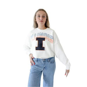 Gameday Social Gameday Social Women's Illinois Fighting Illini White Starlite Crewneck Sweatshirt, Small - $82.00 at DICK'S Sporting Goods