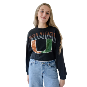 Gameday Social Gameday Social Women's Miami Hurricanes Black Starlite Crewneck Sweatshirt, XS - $82.00 at DICK'S Sporting Goods