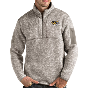 Antigua Men's Missouri Tigers Oatmeal Fortune Pullover Black Jacket, Small, Tan