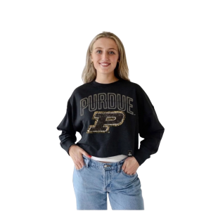 Gameday Social Gameday Social Women's Purdue Boilermakers Black Starlite Crewneck Sweatshirt, XS - $82.00 at DICK'S Sporting Goods