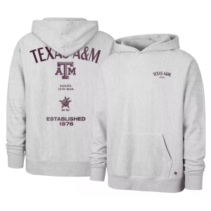 '47 Men's Texas A&M Aggies 2 Hit Foundation Hoodie, Small, Gray